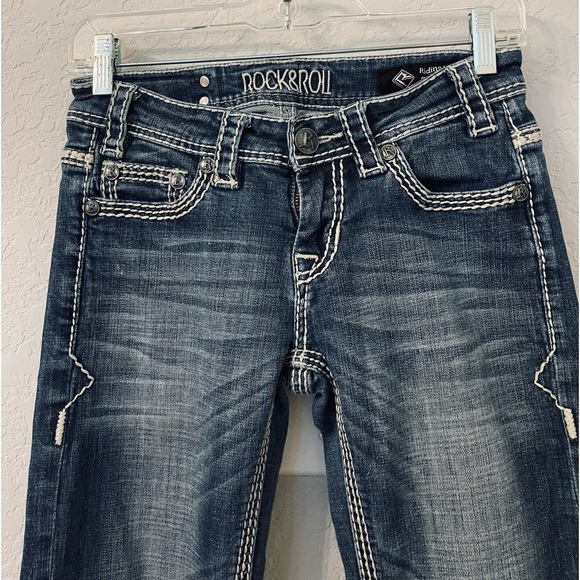 Rock&Roll Cowgirl Riding Jean 25X32 Bootcut Medium Wash Preloved - Picture 3 of 14